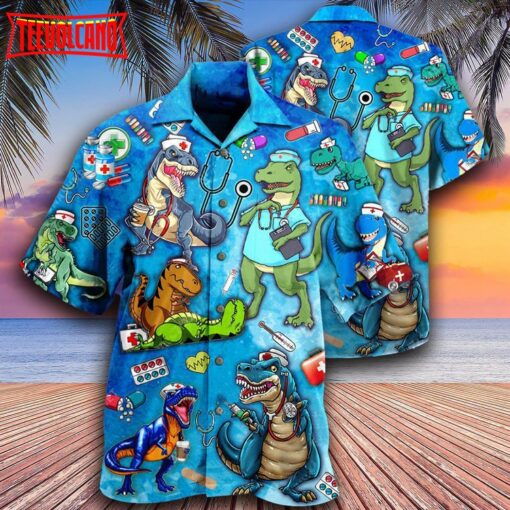 Dinosaur The Nice Nurse Is On Vacation Hawaiian Shirt