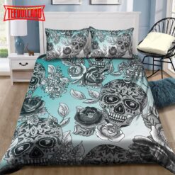 Dip Dyed Teal Ombre Sugar Skull Bedding Sets