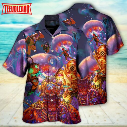 Diving Big Jellyfishes In Fantasy Under Sea Hawaiian Shirt