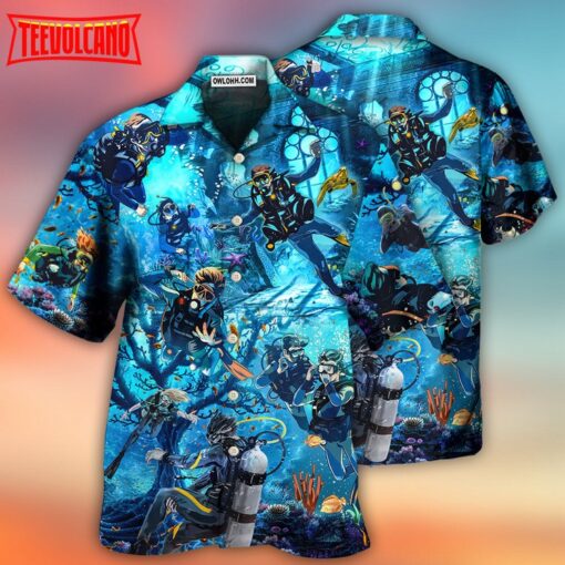 Diving Under The Sea Art Style Hawaiian Shirt