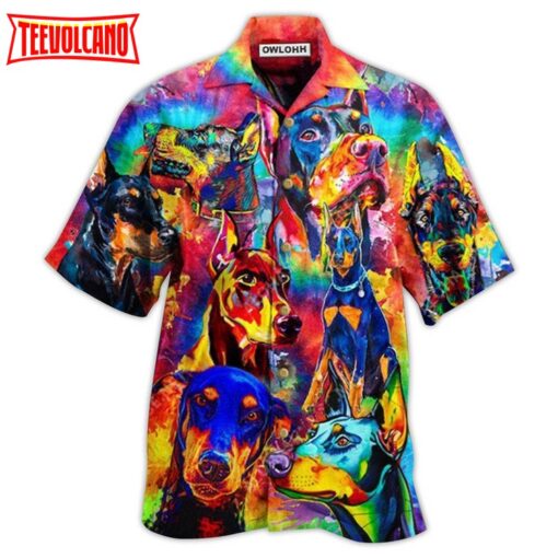 Doberman Dogs Colorful Hawaiian Shirt