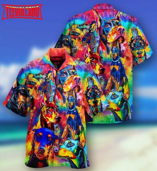 Doberman Dogs Colorful Hawaiian Shirt