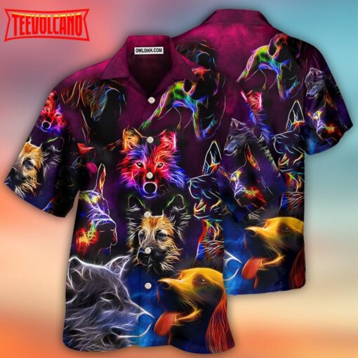 Dog Neon Lightning Style Hawaiian Shirt