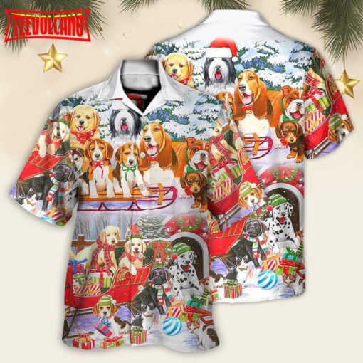 Dog Snowman Christmas Tree Merry Xmas Hawaiian Shirt