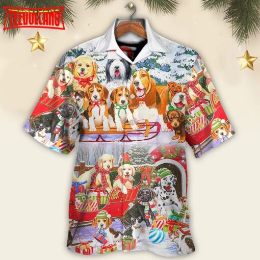 Dog Snowman Christmas Tree Merry Xmas Hawaiian Shirt