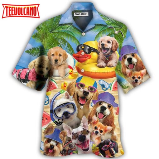 Dogs Funny Summer Of Happy Puppies Hawaiian Shirt