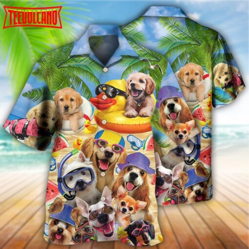 Dogs Funny Summer Of Happy Puppies Hawaiian Shirt