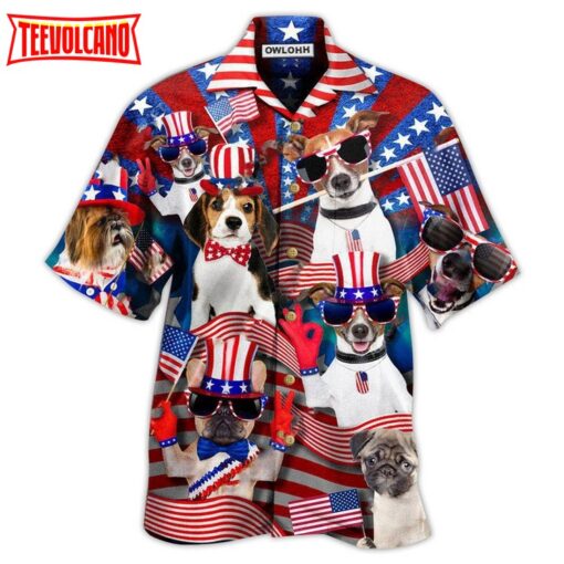 Dogs Patriotic America Hawaiian Shirt