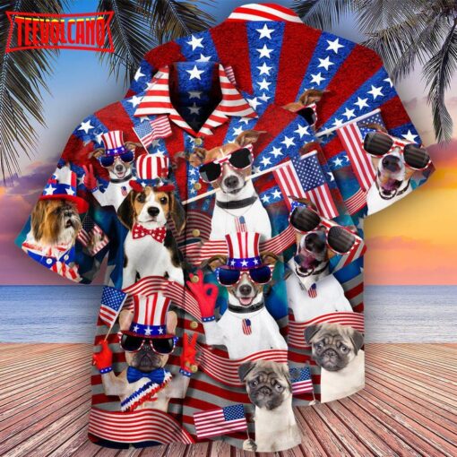 Dogs Patriotic America Hawaiian Shirt