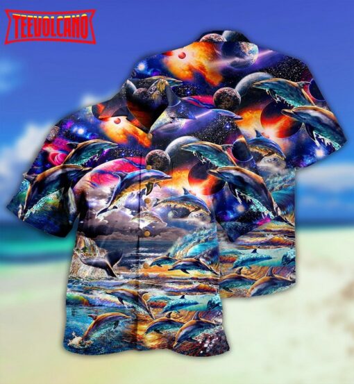 Dolphin Into The Mysterious Galaxy Hawaiian Shirt