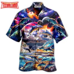 Dolphin Into The Mysterious Galaxy Hawaiian Shirt