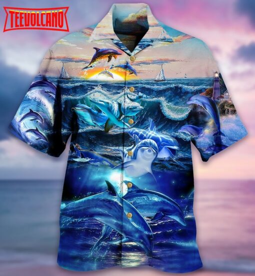 Dolphin Lovely Love Ocean Love Human Hawaiian Shirt