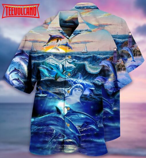 Dolphin Lovely Love Ocean Love Human Hawaiian Shirt