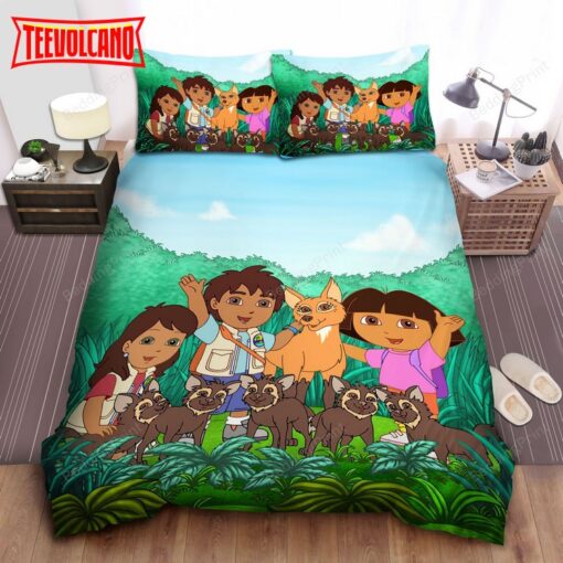 Dora &amp Diego With The Animals Duvet Cover Bedding Sets