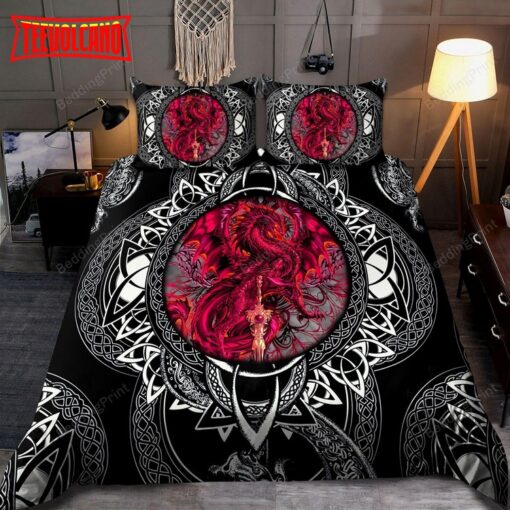 Dragon And Celtic Black Art 3d Bed Sheets Duvet Cover Bedding Sets