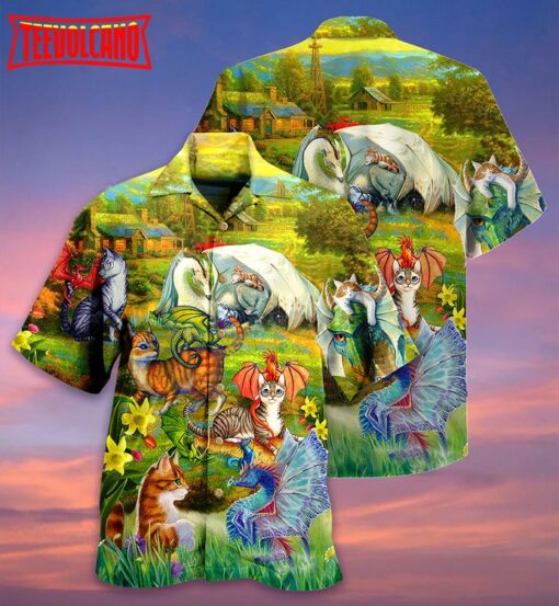 Dragon Cats Love Life Beautiful Nature Hawaiian Shirt