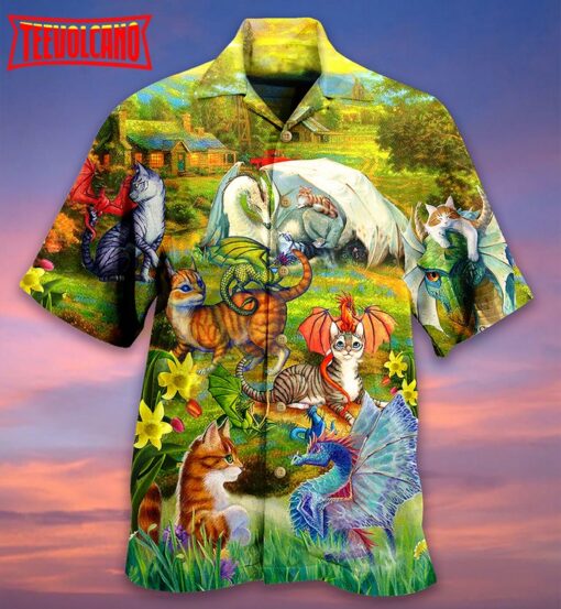 Dragon Cats Love Life Beautiful Nature Hawaiian Shirt