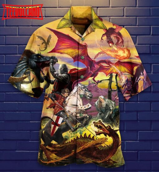 Dragon Fighting The Knights Hawaiian Shirt