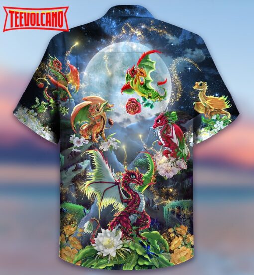 Dragon Flowers Love Life To The Moon Hawaiian Shirt