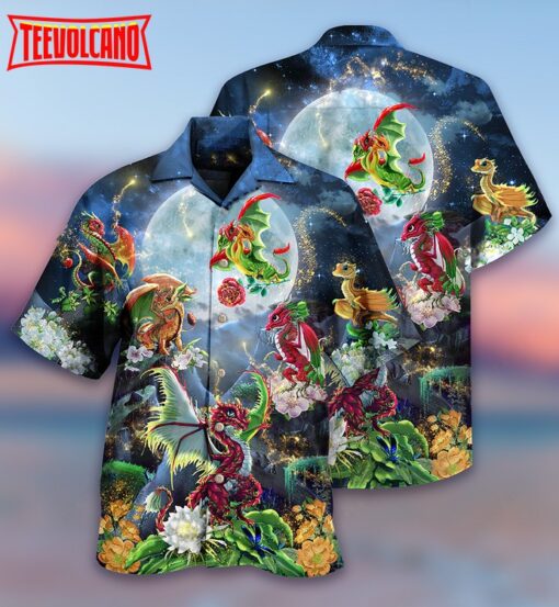 Dragon Flowers Love Life To The Moon Hawaiian Shirt