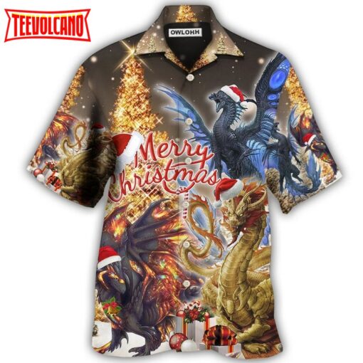 Dragon Gold Merry Christmas Amazing Hawaiian Shirt