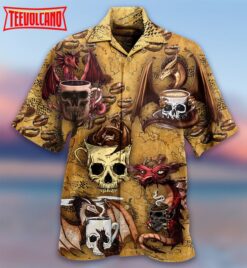 Dragon Love Coffee And Skull Hawaiian Shirt