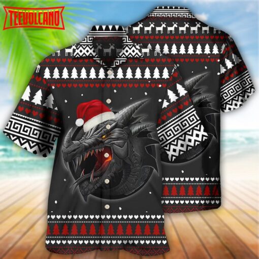 Dragon Merry Christmas Black Red – Hawaiian Shirt