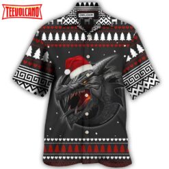 Dragon Merry Christmas Black Red – Hawaiian Shirt