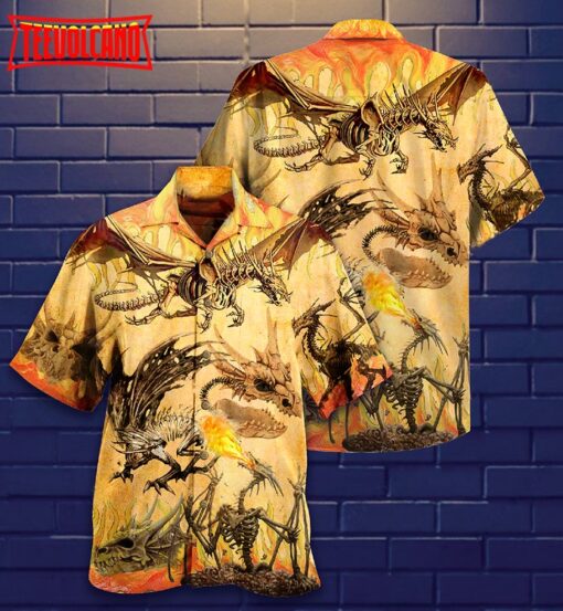 Dragon Skull Fighting On Desert Hawaiian Shirt