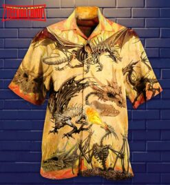 Dragon Skull Fighting On Desert Hawaiian Shirt