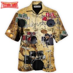 Drum Music Note Vintage Hawaiian Shirt