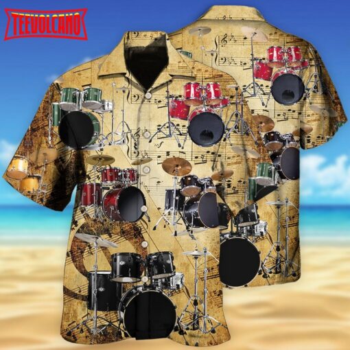 Drum Music Note Vintage Hawaiian Shirt