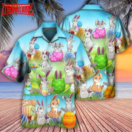 Easter Bunny Colorful Eggs Hawaiian Shirt