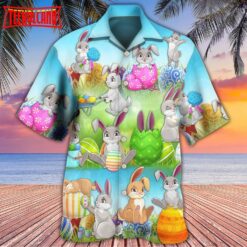 Easter Bunny Colorful Eggs Hawaiian Shirt