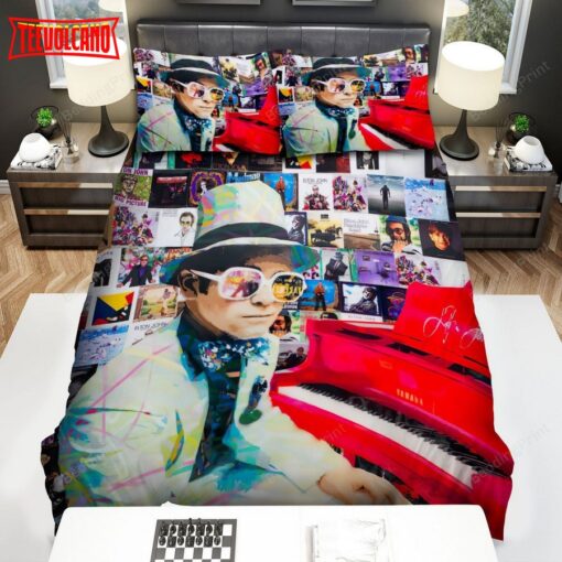 Elton John In White Suit With The Red Piano Duvet Cover Bedding Sets