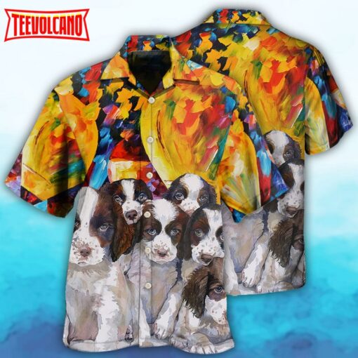 English Springer Spaniel Dog Art Hawaiian Shirt