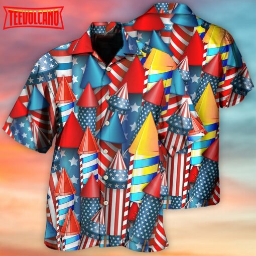 Firework Independence Day Color Style Hawaiian Shirt