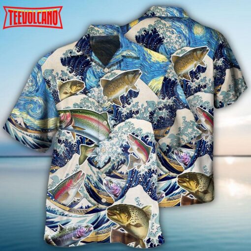 Fishing Trout Fishing Big Waves Hawaiian Shirt