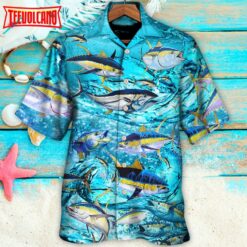 Fishing Tuna Blue Sea Hawaiian Shirt