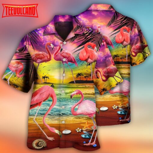 Flamingo In The Paradise Summer Hawaiian Shirt