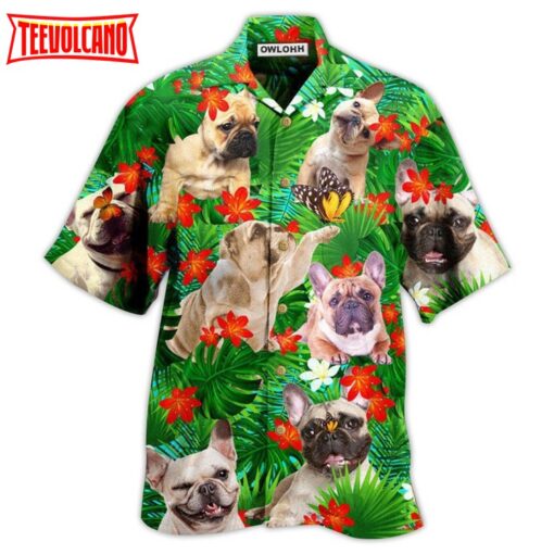 French Bulldog Blooming Flowers Hawaiian Shirt