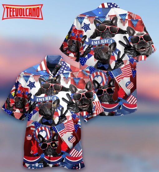 French Bulldog Loves America Hawaiian Shirt