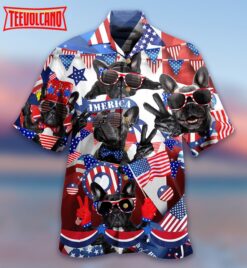 French Bulldog Loves America Hawaiian Shirt