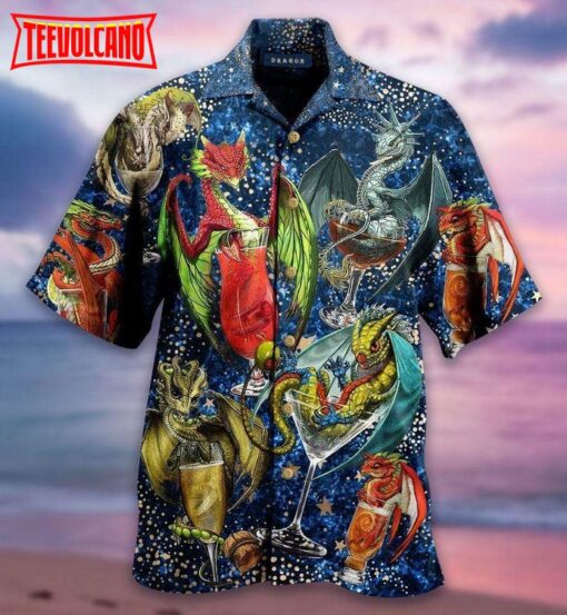 Funny Dragon With Cocktail Galaxy Unisex Hawaiian Shirt