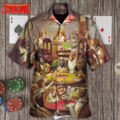 Gambling Dog Playing Poker Hawaiian Shirt