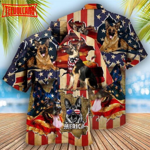 German Shepherd America Protected Hawaiian Shirt