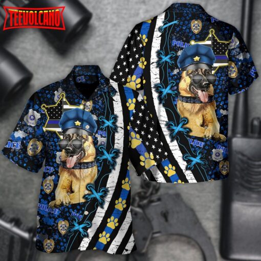 German Shepherd Dogs Back The Blue Hawaiian Shirt