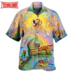 Golden Retriever A Rainbow Hawaiian Shirt