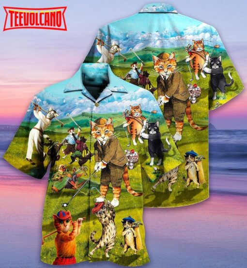 Golf Cats Play Golf Hawaiian Shirt