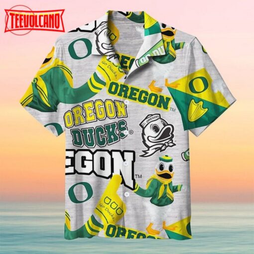 Grey Oregon Ducks Hawaiian shirt